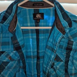 Rock & Republic Blue Plaid Shirt - Men's Medium